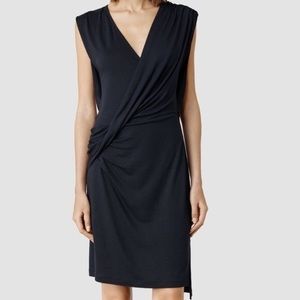 All Saints Ruched black dress
